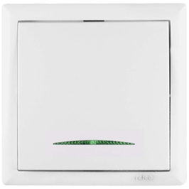Intrerupator simplu cu indicator luminos Elegant IMBS STI E 45570, incastrat, rama inclusa, alb