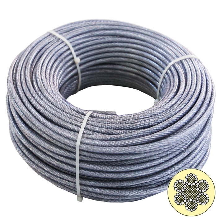 Cablu din otel zincat plastifiat, pentru ancorari usoare, 25 m x 5-6.5 / bucata