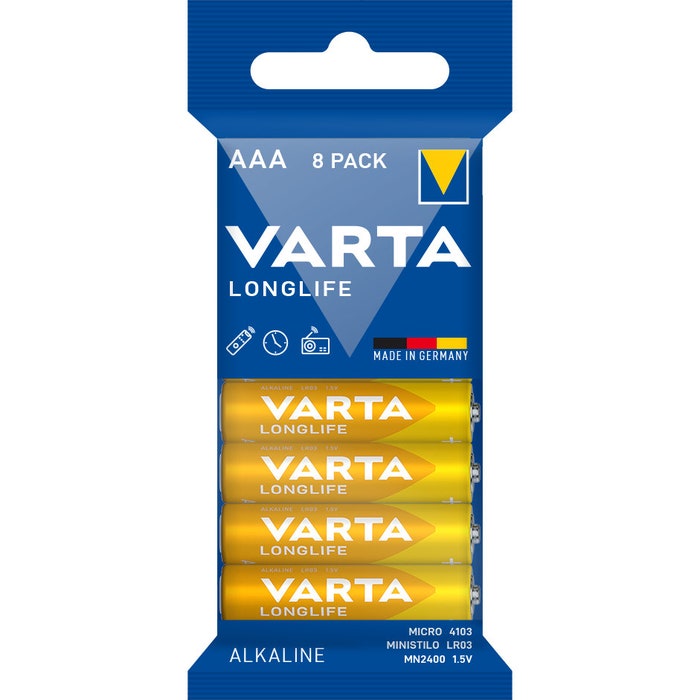 Baterie Varta Longlife 4103, AAA / LR3, alcalina, 8 buc