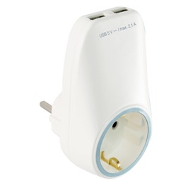 Adaptor priza simpla cu incarcator 2 x USB 2.1A Smart Home NV 2100USB