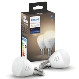 Bec inteligent LED Philips mini P45 E14 5.7W 470lm lumina calda 2700K, dimabil, Wi-Fi, Bluetooth, 2 buc