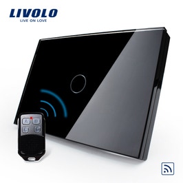 Intrerupator touch cu telecomanda, smart / inteligent, simplu cu indicator luminos Livolo VL-C1/FC1R-3G-12, Wi-Fi, telecomanda, incastrat, modular - 3, negru