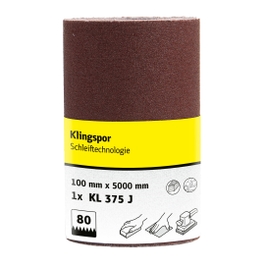 Rola panza abraziva pentru lemn / metale, Klingspor KL 375 J, granulatie 80, rola 5 m x 100 mm