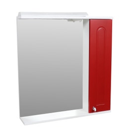 Dulap baie cu oglinda, iluminare si polita, 1 usa, dreapta, Martplast, rosu, 63 x 14 x 68 cm
