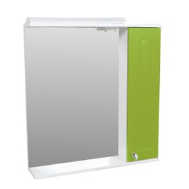 Dulap baie cu oglinda, iluminare si polita, 1 usa, dreapta, Martplast, vernil, 63 x 14 x 68 cm