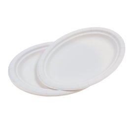 Farfurii ovale din carton, nelaminate, albe, D 26 cm, set 10 bucati