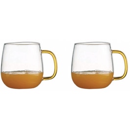 Cana termica Delcaffe, My Cup, sticla transparenta, 480 ml, set 2 piese