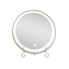 Oglinda baie Class Mirrors D25, cu iluminare LED, actionare touch, rama aurie, diametru 30 cm