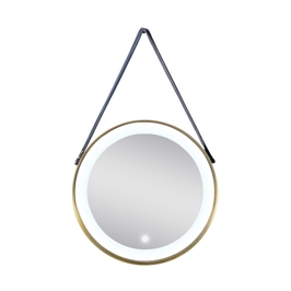 Oglinda baie Class Mirrors D26, cu iluminare LED, actionare touch, rama aurie, diametru 50 cm