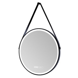Oglinda baie Naimeed D4233, cu iluminare LED, actionare touch, functie dezaburire, ceas, diametru 80 cm