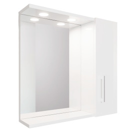 Dulap baie cu oglinda, iluminare si polita, 1 usa, dreapta, Savini Due 199/LED/MR, alb, 58.4 x 15.1 x 57.1 cm