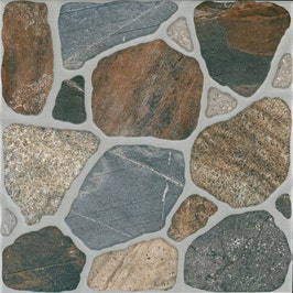 Gresie exterior / interior portelanata Terastone 6035-0189, 33 x 33 cm, multicolor, mata, antiderapanta, imitatie piatra