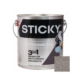 Vopsea alchidica pentru metal Sticky Bronzalchid 3 in 1, lovitura de ciocan, interior / exterior, argintiu, 2.5 L