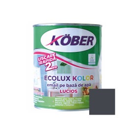Vopsea pentru lemn / metal, Kober Ecolux Kolor, interior / exterior, pe baza de apa, lucios, gri antracit, 0.6 L