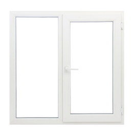 Fereastra PVC termopan Trocal, 5 camere, alb, 116 x 116 cm, fixa + dubla deschidere , dreapta