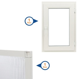 Fereastra PVC termopan, 4 camere, alb, 71 x 116 cm, simpla deschidere, dreapta + Plasa protectie insecte / tantari, pentru ferestre, aluminiu, alb, 63.8 x 108.8 cm