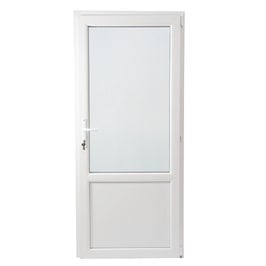 Usa exterior din PVC cu geam termopan 2/3, Far Est tip 2, 3 camere, prag aluminiu, dreapta, alb, 97 x 197 cm