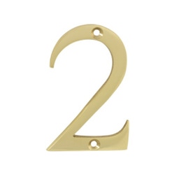 Numar 2 pentru usa / casa Verofer, alama, auriu lucios, interior / exterior, 8 x 4 cm