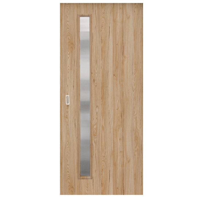 Usa de interior culisanta Maria Eco Euro Doors, cu geam, stejar fibra, 85 x 206 cm + maner ingropat