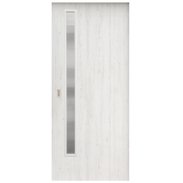 Usa de interior culisanta Eco Euro Doors Doina, cu geam, alb cu fibra, 85 x 206 cm + maner ingropat