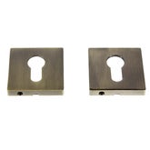 Rozeta patrata pentru usa lemn, ESC09 PZ(Y) RS55 AB, zamac, antic bronz, 55 mm, 2 buc / set