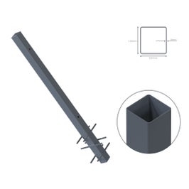 Stalp de gard, otel, negru, dreptunghiular, H 2000 mm, 100 x 100 mm