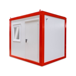 Container birou C3/1U+1F, tabla zincata + panou sandwich poliuretan, rosu + alb, 300 x 240 x 270 cm
