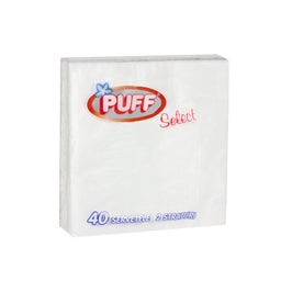 Servetele de masa Puff Select, alb, 2 straturi, 40 buc / pachet