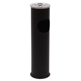 Cos gunoi Korona 63250002 D 16 cm din metal, forma cilindrica, negru, cu scrumiera, 11L