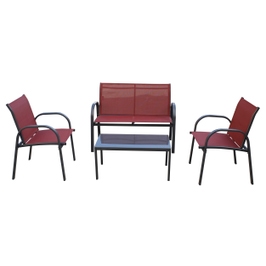 Set masa dreptunghiulara, cu 2 scaune + 1 canapea, pentru gradina, Siena CTA0014, din metal + textilen