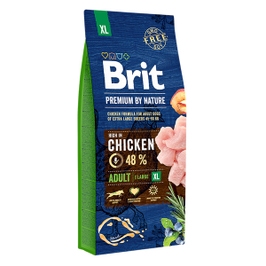 Hrana uscata caini, Brit Premium by Nature, sac 15 kg, talie gigant, adult, carne de pui 