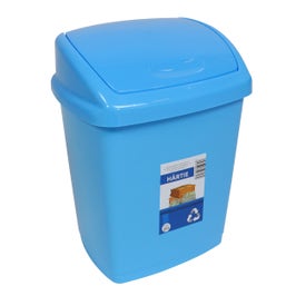 Cos gunoi Agora Plast din plastic, forma dreptunghiulara, albastru, cu capac batant, 27 L