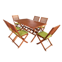 Set masa dreptunghiulara, cu 6 scaune, pentru gradina, din lemn,  THB1590