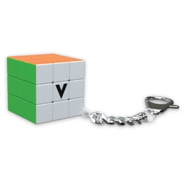 Puzzle rotativ, joc de inteligenta, V-cube 3 Keychain, breloc clasic, plastic + metal, multicolor, 6+ ani, 5.7 x 5.7 x 5.7 cm