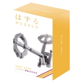 Puzzle metalic, joc de inteligenta, Huzzle Cast Key II, Hanayama, metal, argintiu, 8+ ani, 7.5 x 11.9 x 4.5 cm