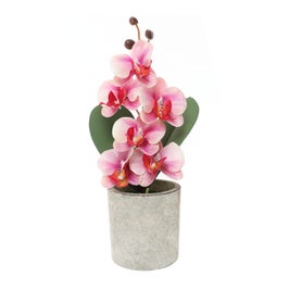 Planta artificiala cu flori FM208-07, orhidee, panza + plastic, roz, 30 cm