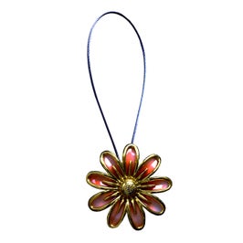 Magnet decorativ pentru perdea si draperie, D 3300, floare, cordon metalic, portocaliu