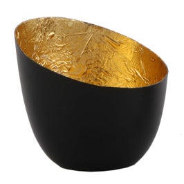 Suport lumanare CII-6326, metal, negru + auriu, 8 x 8 cm