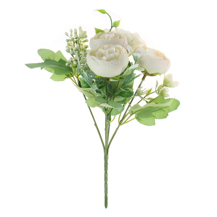 Buchet flori artificiale BH811, alb, 27 cm
