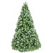 Brad artificial de Craciun, cu varfuri ninse + conuri, Premium SHY1891105, verde + alb, cu ace 3D + 2D, 210 cm, suport inclus