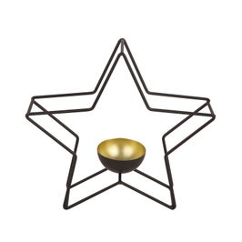 Suport lumanare Craciun 59-XT220215, tip stea, negru, 24 x 6 x 23 cm