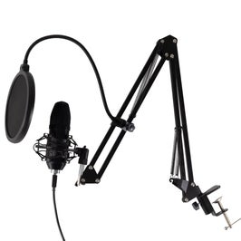 Microfon de studio SAL M 100USB, cu fir, suport de masa rotativ, condensator, instalare USB Plug and Play, filtru pop-up flexibil cu strat dublu, filtru de zgomot din burete, cablu 1.5 m, negru