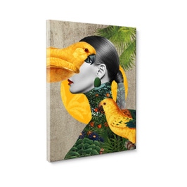 Tablou canvas Parrot Girl, Styler, standard, panza + sasiu MDF, 70 x 100 cm