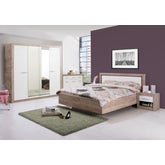 Dormitor complet Astor C3, stejar gri + alb, 5 piese,  13C