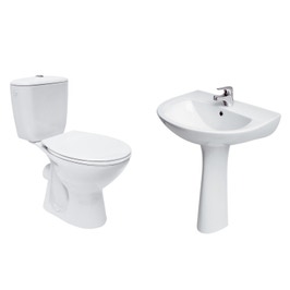 Set Kadda Keops, set compact WC + rezervor + lavoar + piedestal, ceramica, alb