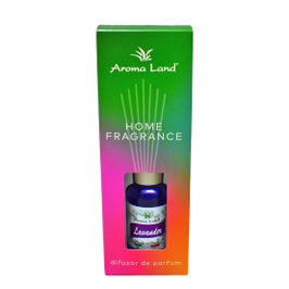 Difuzor de parfum Aroma Land Home Fragrance Lavender, aroma lavanda, sticluta ulei parfumat 30 ml + betisoare lemn