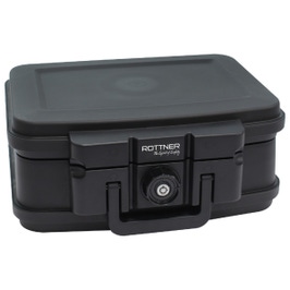 Caseta valori Rottner Fire Data Box 1 T06351, inchidere cu cheie, plastic, negru, antifoc, 382 x 324 x 165 mm