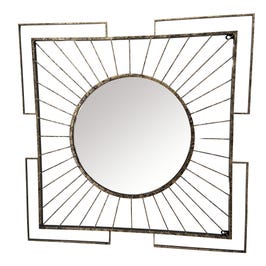 Oglinda decorativa GH61007, rama metalica, patrata, 90 x 90 x 2 cm