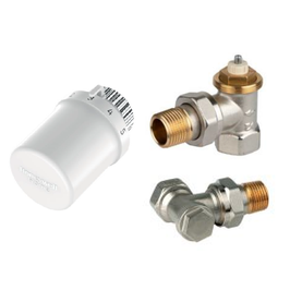 Kit robinet coltar tur pentru calorifer V2000 + robinet retur + cap termostat Thera-6 Honeywell Home, D 1/2"